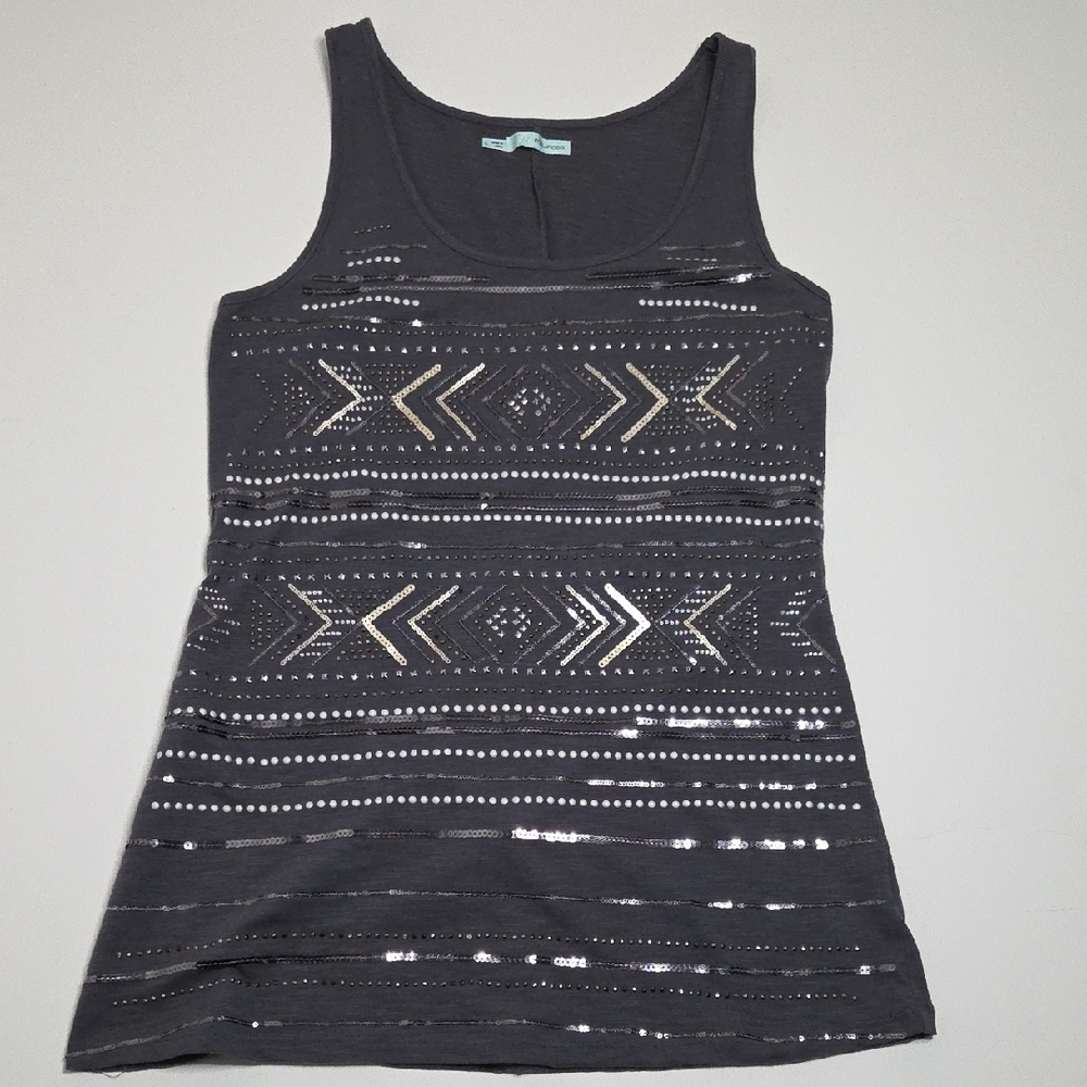 Maurices Women's Lg Charcoal Tank Top With Beaded Design Front